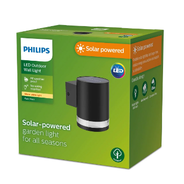Lampa solara Philips Fyce SR Black 1.5W 200lm 2700k IP44