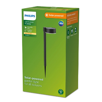 Stalp iluminat solar Philips Vynce Round Black 1.5W 2700K 200lm IP44