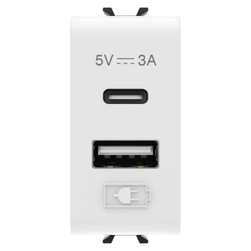Priza modulara USB Gewiss ChoruSmart 1 modul alb 3A GW10449