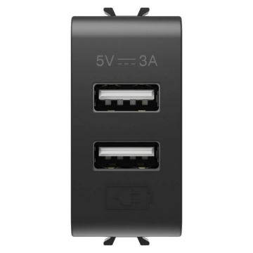 Priza modulara USB Gewiss ChoruSmart 1 modul negru satin 3A GW12447