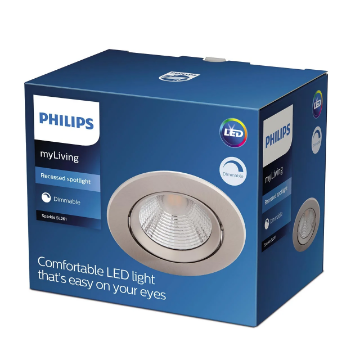 Spot LED nichel incastrat Philips Sparkle 5.5W 2700k 350lm metal nichel IP20