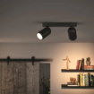Plafoniera living Philips Pongee Black GU10 2x11W IP20
