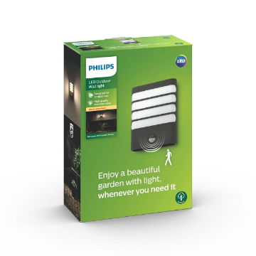Aplica LED exterior Philips Raccoon Anthracite senzor miscare 4W 2700k 400lm IP44
