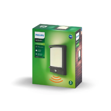 Aplica LED exterior Philips Samondra Anthracite senzor miscare 12W 2700k 1200lm IP44