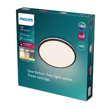 Plafoniera LED Philips Ozziet 18W 2700k 1800lm plastic negru IP20