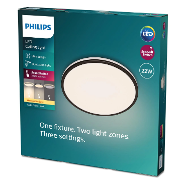 Plafoniera LED Philips Ozziet 22W 2700k 2300lm plastic negru IP20