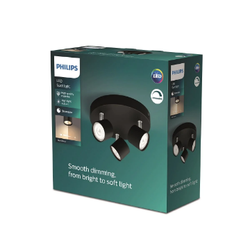 Plafoniera LED Philips Star Black 3x4.5W 2700k 1500lm dimabila IP20
