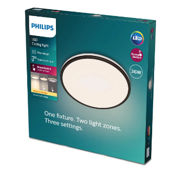 Plafoniera LED Philips Ozziet 36W 2700k 3900lm plastic negru IP20