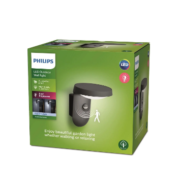 Aplica LED exterior Philips Tyla Anthracite senzor miscare 9W 4000k 930lm IP44