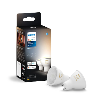 Set 2 becuri LED Philips Hue 4.2W 400lm GU10 White Ambiance