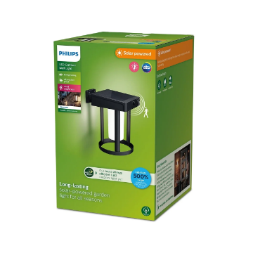 Lampa solara Philips Camill Round Black-Opal senzor miscare 1.4W 250lm 3000k IP44