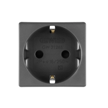 Priza schuko Gewiss System standard german 2 module 16A 2P+E neagra GW21265