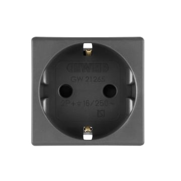 Priza schuko Gewiss System standard german 2 module 16A 2P+E neagra GW21265