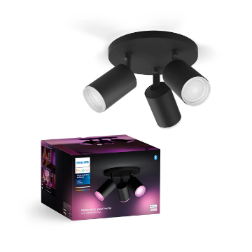 Spot Philips Hue Fugato Black BT 3x4.2W 1200lm White and Color Ambiance
