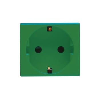 Priza schuko Gewiss System standard german 2 module 16A 2P+E verde GW20283