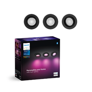 Set 3 spoturi Philips Hue Centura Black RD BT 3x4.2W 1200lm White and Color Ambiance