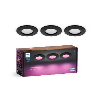 Set 3 plafoniere LED smart Philips Hue Slim S Black 3x8.3W 3x1000lm White and Color Ambiance BT Zigbee WiFi