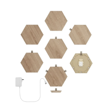 Kit 7 panouri inteligente Nanoleaf Elements Hexagons Wood Look Wifi NL52-K-7002HB-7PK