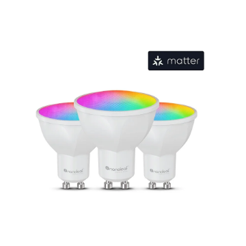 Set 3 becuri smart LED Nanoleaf Essentials Matter GU10 RGBW 15W NF080B02-3GU10
