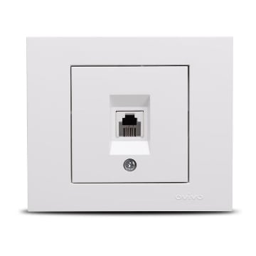 Priza telefon Ovivo RJ11 623K ST Grano 1 modul Alb OV00033