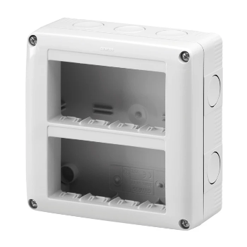 Doza aparat verticala Gewiss System GW27023 aparenta 8 module alba IP40