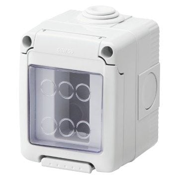 Doza aparat orizontala Gewiss System GW27041 aparenta 1 modul alba IP55