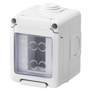 Doza aparat orizontala Gewiss System GW27041 aparenta 1 modul alba IP55