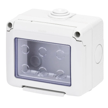 Doza aparat orizontala Gewiss System GW27043 aparenta 3 module alba IP55