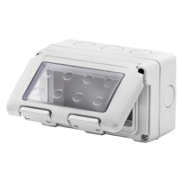 Doza aparat orizontala Gewiss System GW27044 aparenta 4 module alba IP55