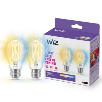 Set 2 Becuri LED inteligente WiZ Connected Filament 7W (60w) E27 A60 806lm 2700-6500K | Compatibil asistenti vocali