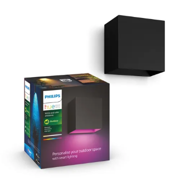Aplica LED inteligenta Philips Hue Outdoor Resonate Metal Black Downward 8W 590lm IP44 White and Color Ambiance