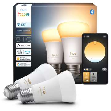PHILIPS Hue White Ambiance Set 2 Becuri Intelig­ente LED 8W (60W) E27 810lm A60 1000-20000K Lumina Spectru Complet