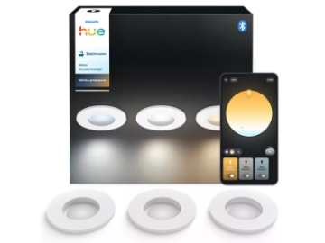 Imagine PHILIPS Hue Adore Set 3 Spoturi LED Inteligente Baie Incastrate 92MM GU10 4.2W 3X400LM IP44 White Ambiance BT Zigbee Aluminiu Alb Mat