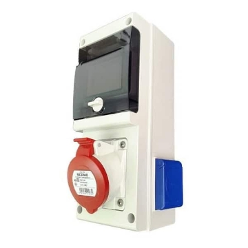 Imagine Tablou Organizare Santier Precablat SCAME 632.RO0001 4 Module Montaj Aparent 1x400V 32A 5P 2xSchuko 16A 230V IP44