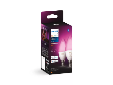 Imagine Philips Hue Set 2 becuri LED BT E14 B39 5.3W 470lm White and Color Ambiance