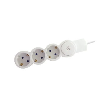 Imagine Prelungitor Starke ST01455 3 prize 5m cablu 3x1.5mm IP20 2500W cu intrerupator si impamantare alb