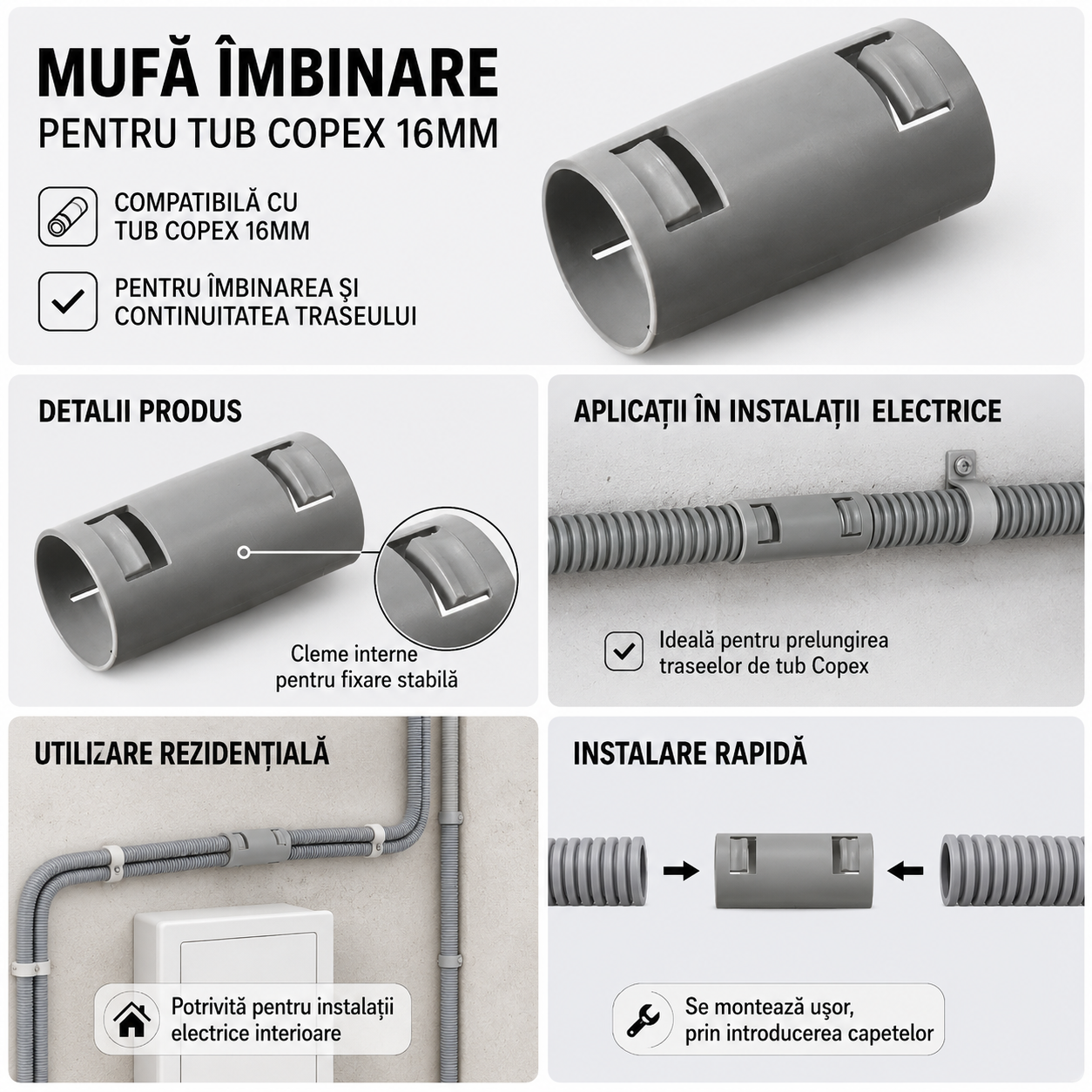 Mufa imbinare Starke tub copex 16mm gri ST00277