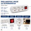 Prelungitor Starke Vipex 3 prize 1.5m intrerupator 3x1.5mm CP alb ST00904