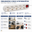 Prelungitor Starke Vipex 5 prize 5m intrerupator 3x1.5mm CP alb ST00912