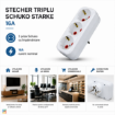 Stecher triplu Schuko Starke 16A 2P+E 3 prize alb ST01408