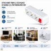 Stecher triplu Schuko Starke cu intrerupator 16A 2P+E 3 prize alb ST01409