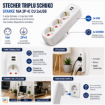 Stecher triplu Schuko Starke 16A 2P+E cu 2xUSB alb ST01410