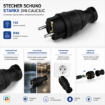 Stecher Schuko Starke cauciuc 16A 2P+E IP44 negru ST01430