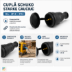 Cupla Schuko Starke cauciuc 16A 2P+E IP44 negru ST01431