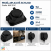 Priza aplicata Shuko Starke 16A 2P+E 3500W IP44 cauciuc negru ST01432