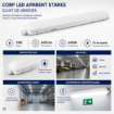 Corp LED aparent Starke IP65 1500mm 55W 6050lm 6500K kit emergenta