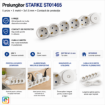 Imagine Prelungitor Starke ST01465 5 prize 5m cablu 3x1.5mm 250V 16A contact de protectie alb