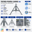 Imagine Trepied Catarg 4m Diametru 42mm Inaltime Trepied 1m Paratrasnet Antena Supraveghere