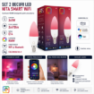 Imagine Set 2 becuri inteligente NITA Smart Lights C37 E14 5W 470lm RGBW WiFi