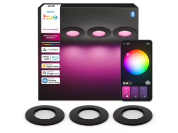 Imagine Pachet 3 plafoniere incastrate PHILIPS Hue Slim S 9cm 3x8.3W 3x1000lm RGBW IP44